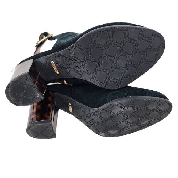 Vionic Black Animal Print Block Heel Lacey Ankle Strap Bootie Shoes Size 7 - Picture 4 of 7